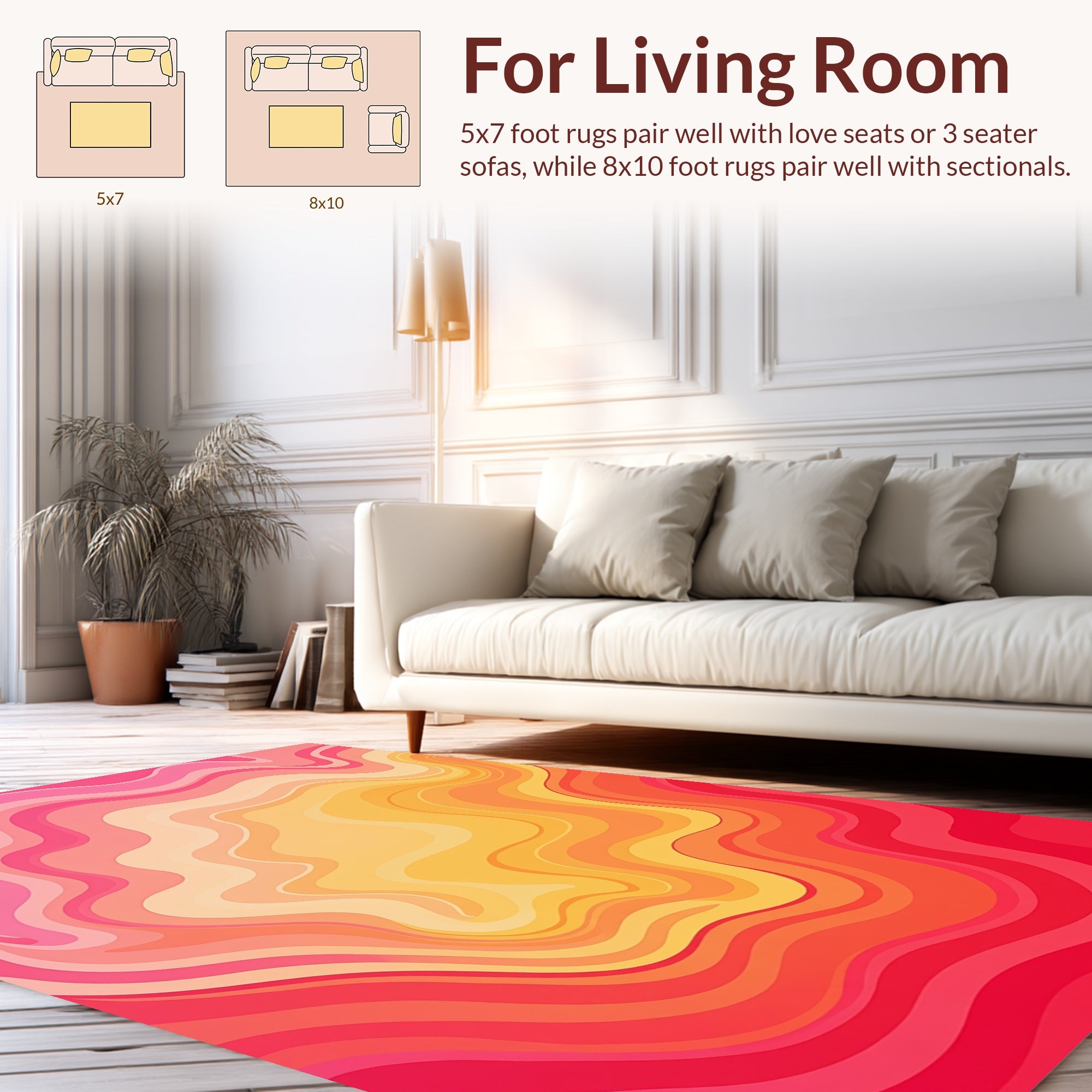 Vibrant Wavy Gradient Abstract Rug
