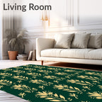 Elegant Gold Floral Stylized Pattern Rug