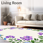 Purple Blue Floral Vine Pattern Rug