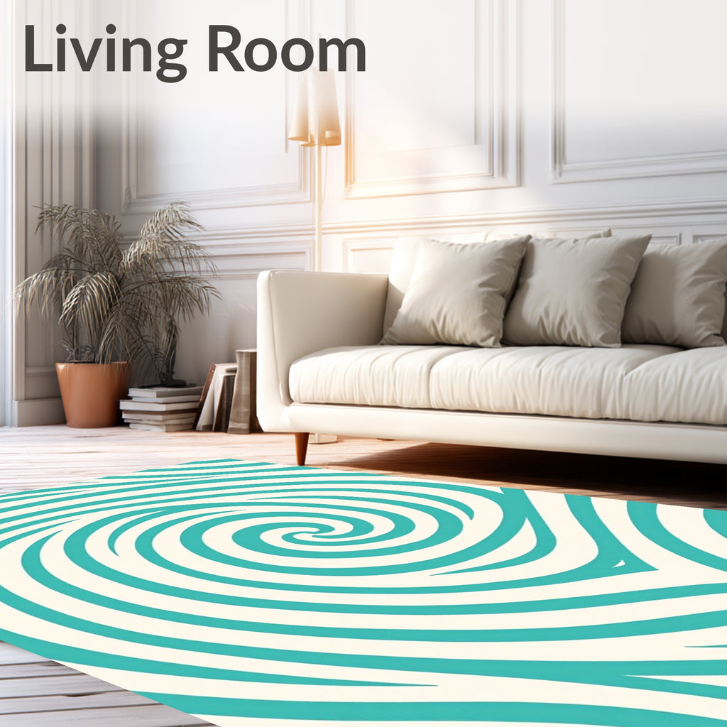 Teal Swirl Retro Pattern Rug