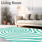 Teal Swirl Retro Pattern Rug