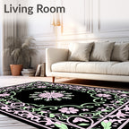 Floral Border With Central Medallion Design Rug