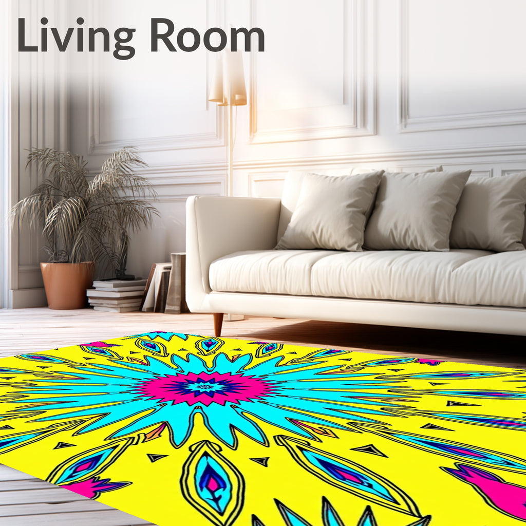 Vibrant Abstract Sunburst Geometric Rug