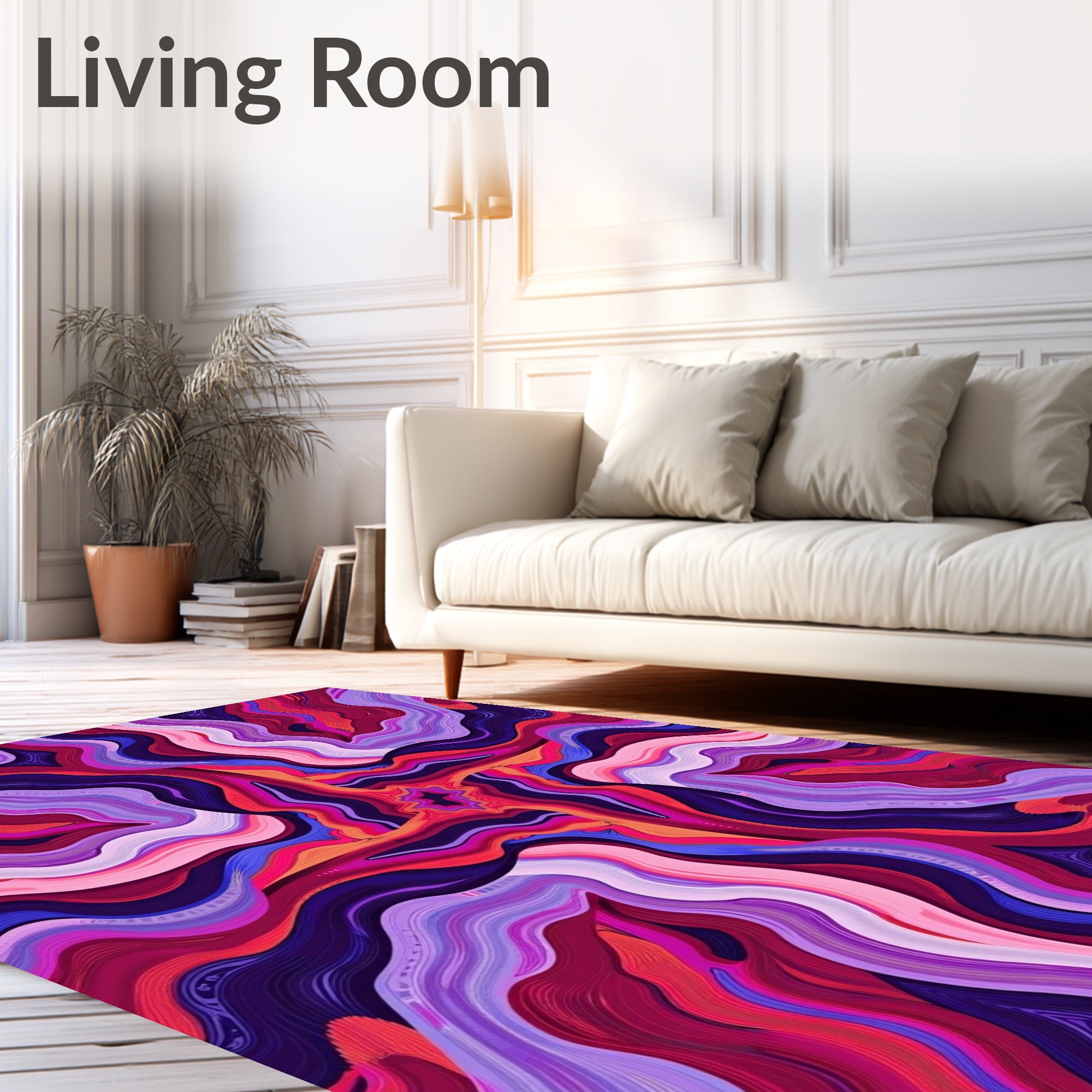 Vibrant Swirling Lines Abstract Art Rug