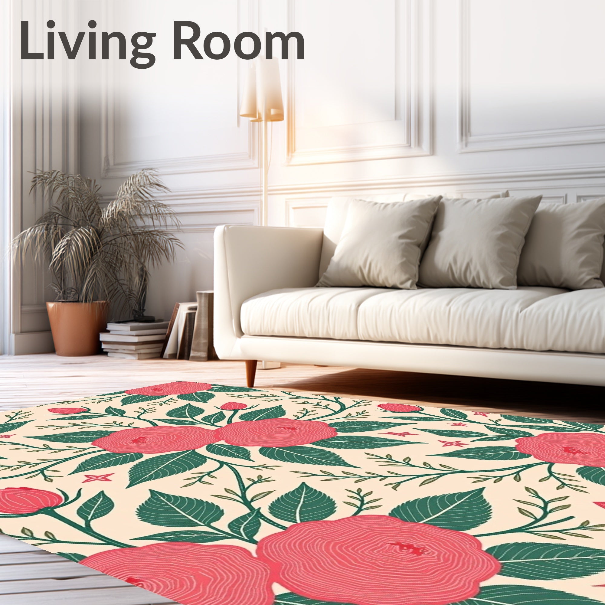 Ornate Rose and Leaf Pattern Rug