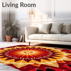 Radiant Sunburst Mandala Pattern Design Rug