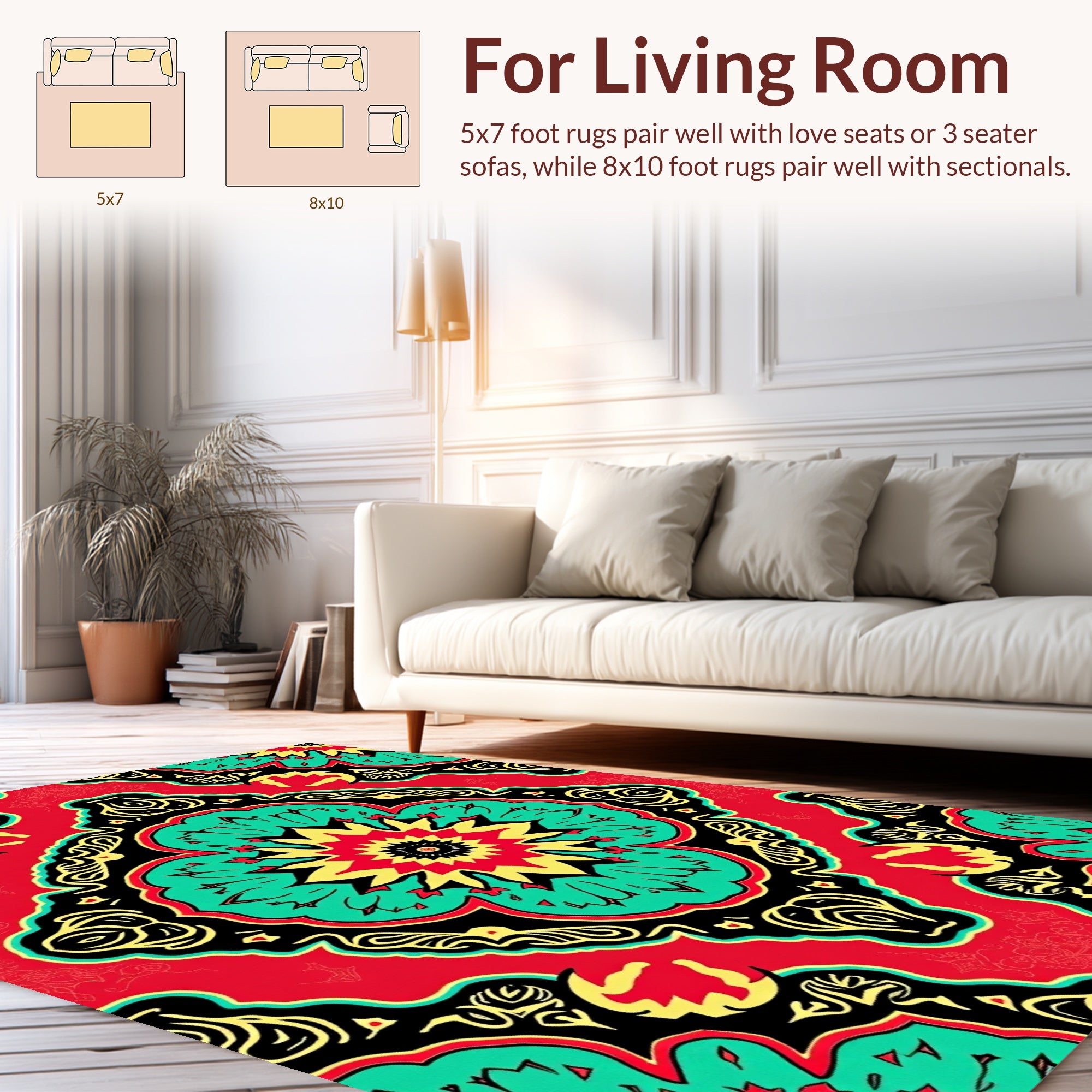 Bold Floral Mandala Pattern Rug