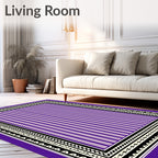 Purple Striped With Bold Border Design Rug