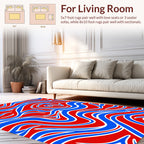 Bold Red Blue Swirl Pattern Rug