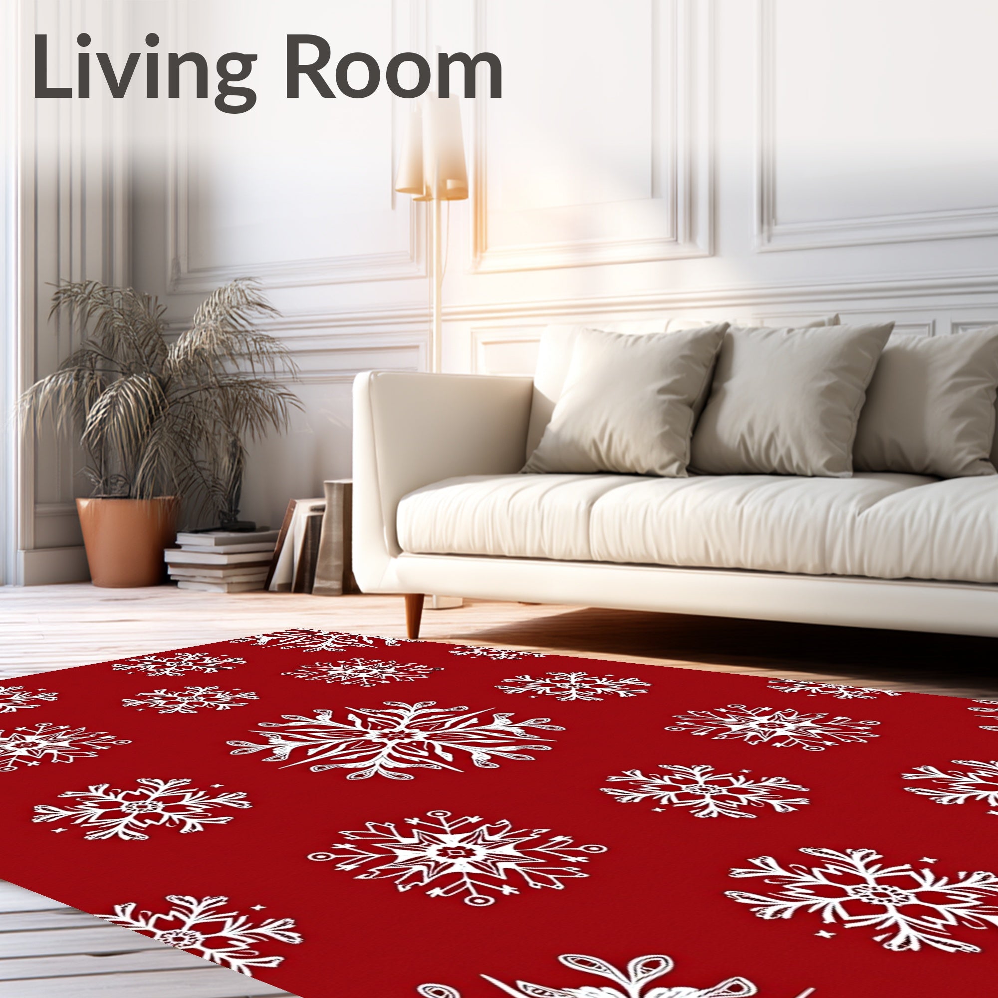 White Snowflake Pattern Design Rug
