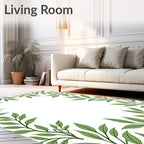 Green Leafy Branch Border Rug