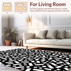 Abstract Black White Rectangular Pattern Rug