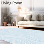 Calm Blue White Wavy Line Rug