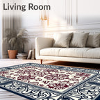 Intricate Scrollwork Floral Damask Rug