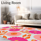 Bold Floral Print With Orange Leaves Rug