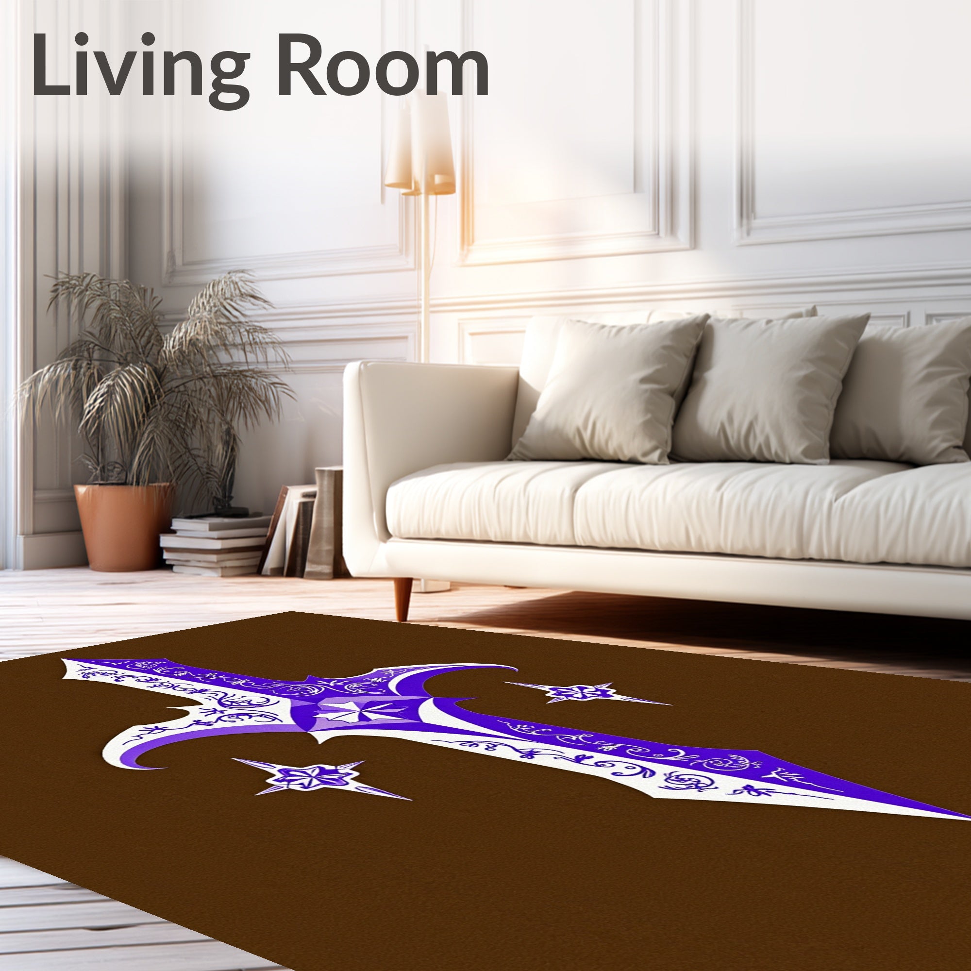 Ornate Sword With Star Accents Rug