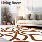 Brown Abstract Wavy Intertwined Lines Rug