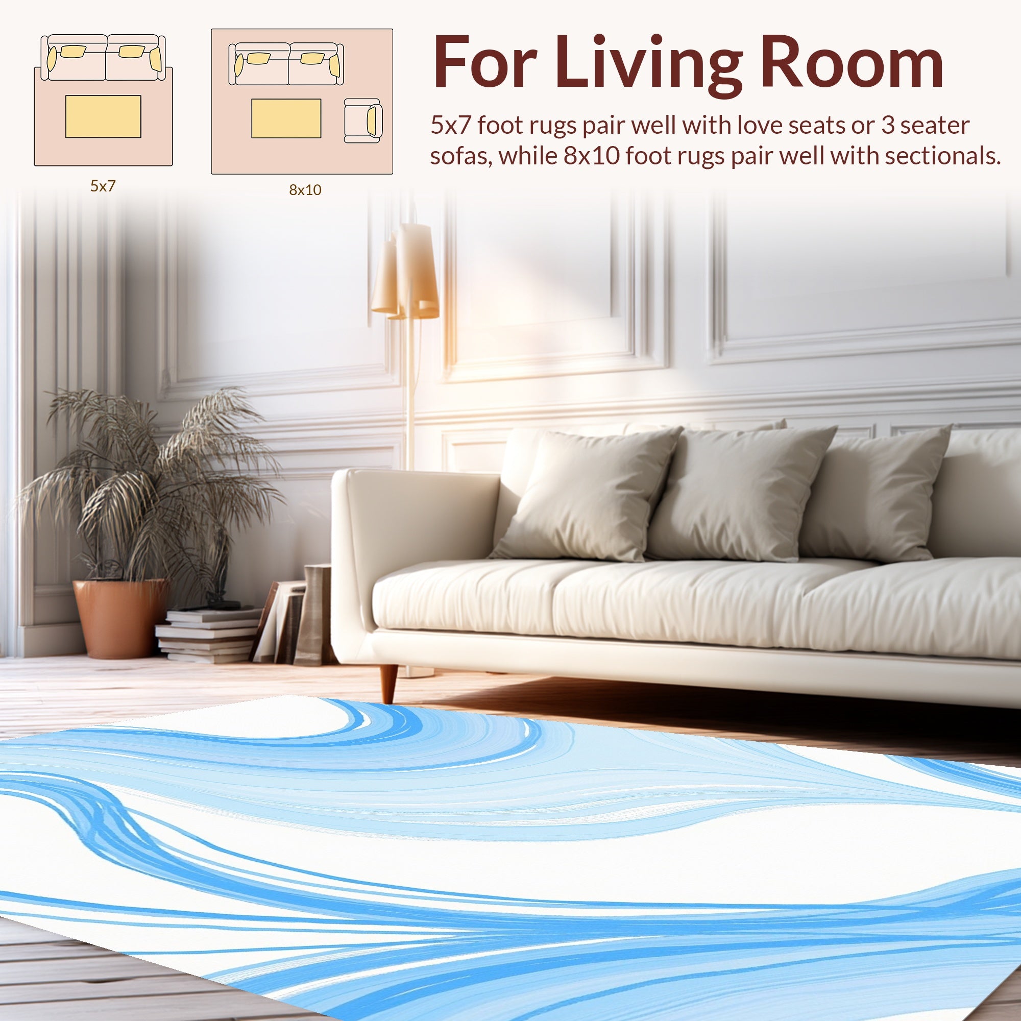 Abstract Blue Swirl Flow Rug