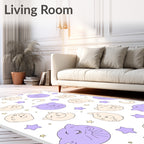 Kawaii Cat Moon Star Pattern Rug