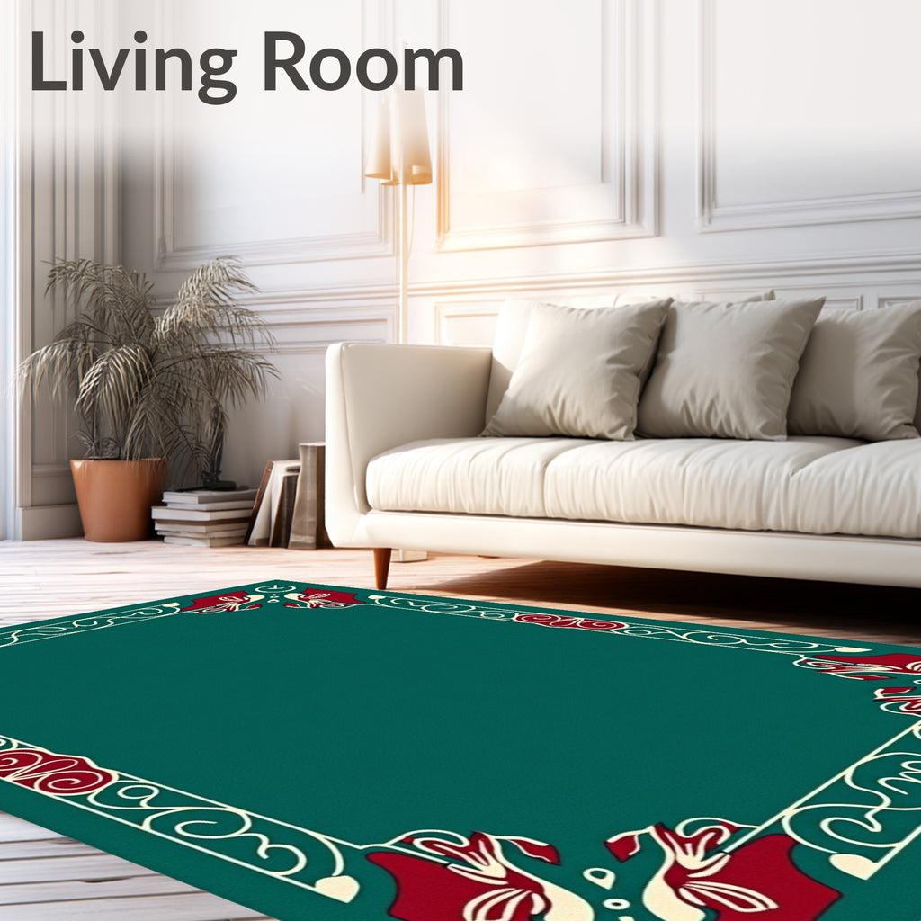Classic Floral Border Design Rug