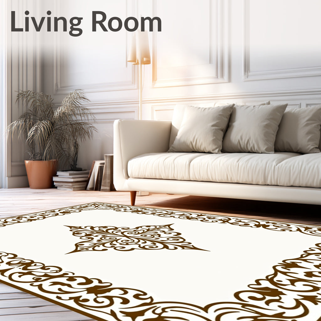 Ornate Scrollwork Decorative Square Rug