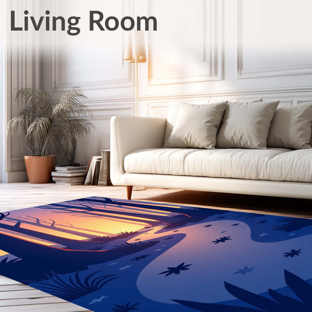 Forest Pathway Minimalist Sunset Design Rug