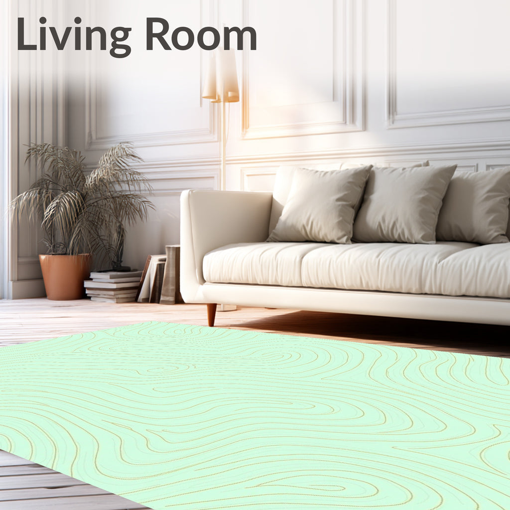 Mint Gold Contour Lines Rug