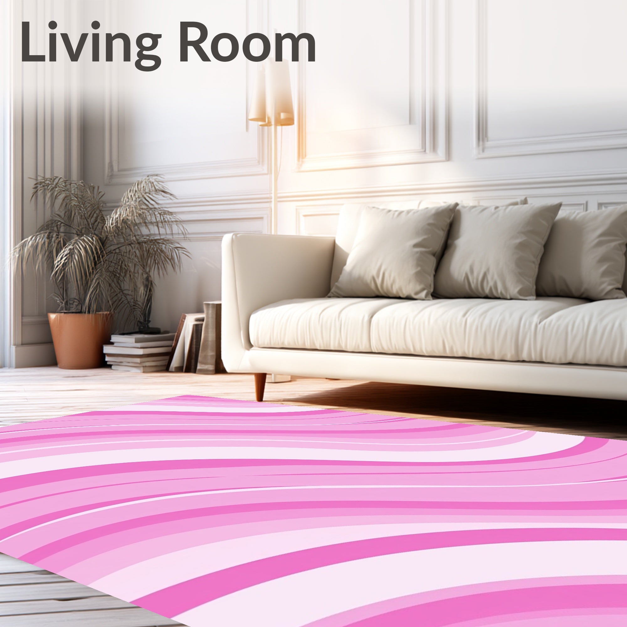 Pink Wave Patterned Abstract Rug