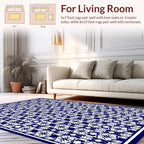 Classic Blue White Floral Pattern Rug