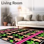 Cute Gingerbread Man Holly Pattern Rug
