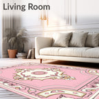 Pink Floral Vintage Patterned Rug