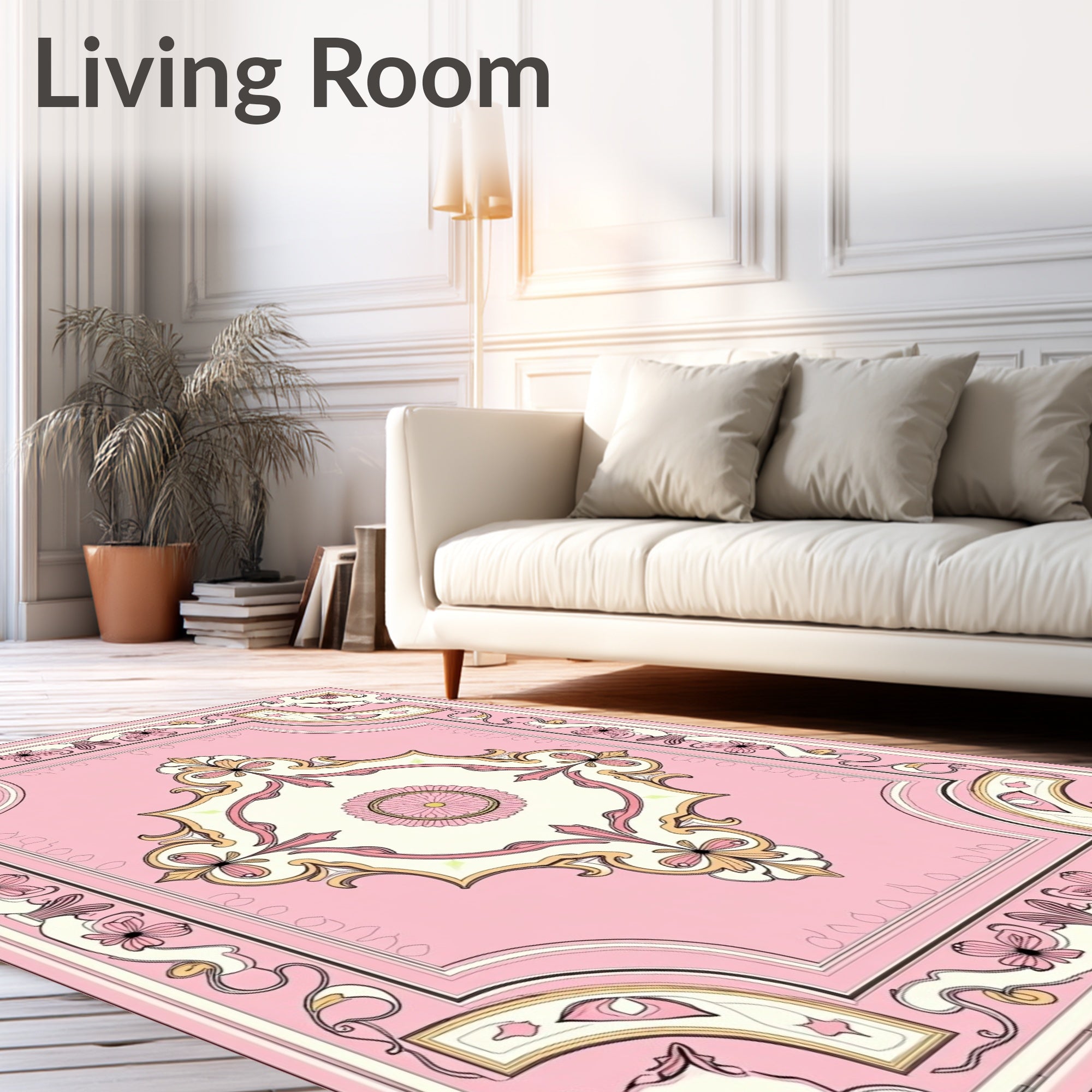Pink Floral Vintage Patterned Rug