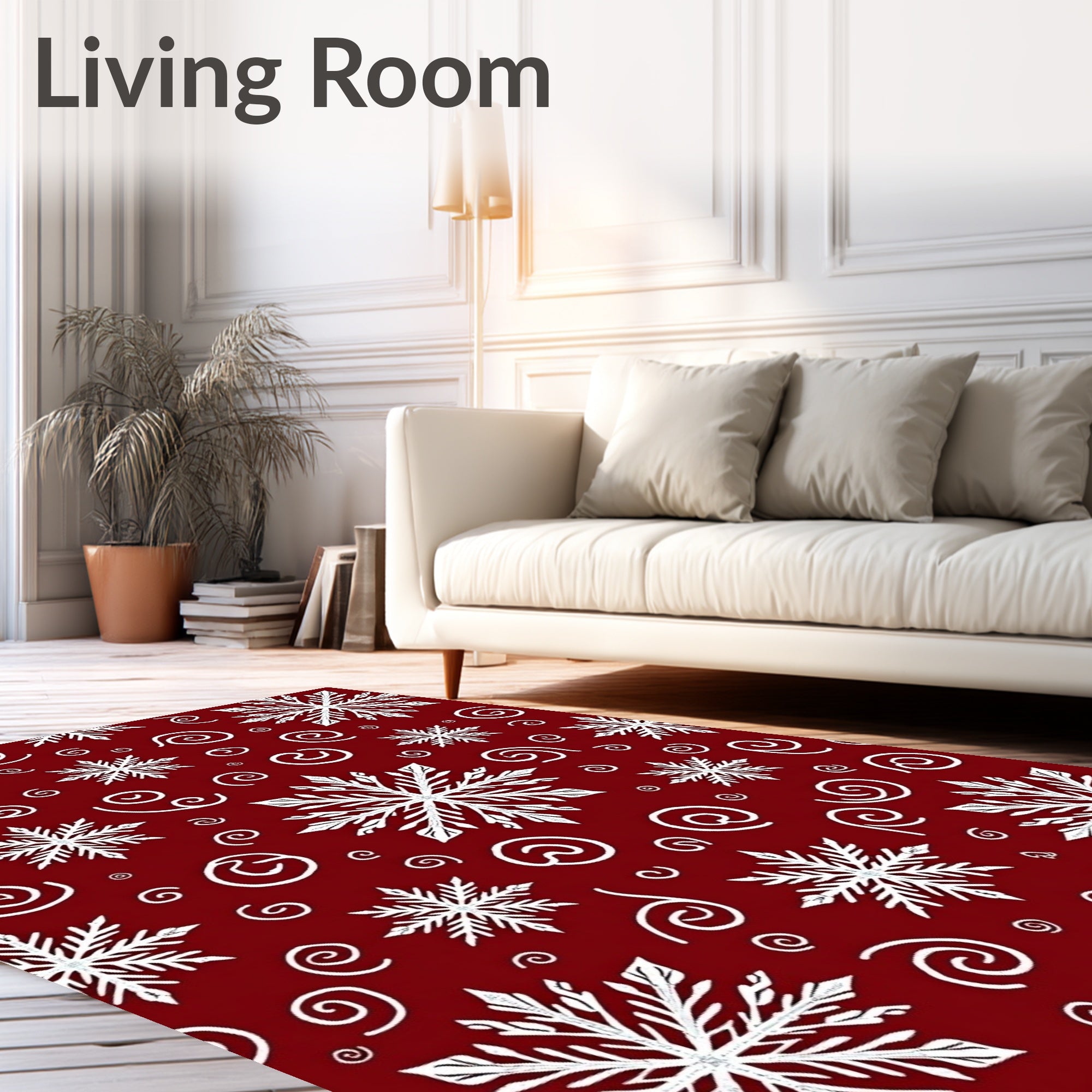 Winter Snowflake and Swirl Pattern Rug