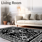 Intricate Floral Scrollwork White Design Rug