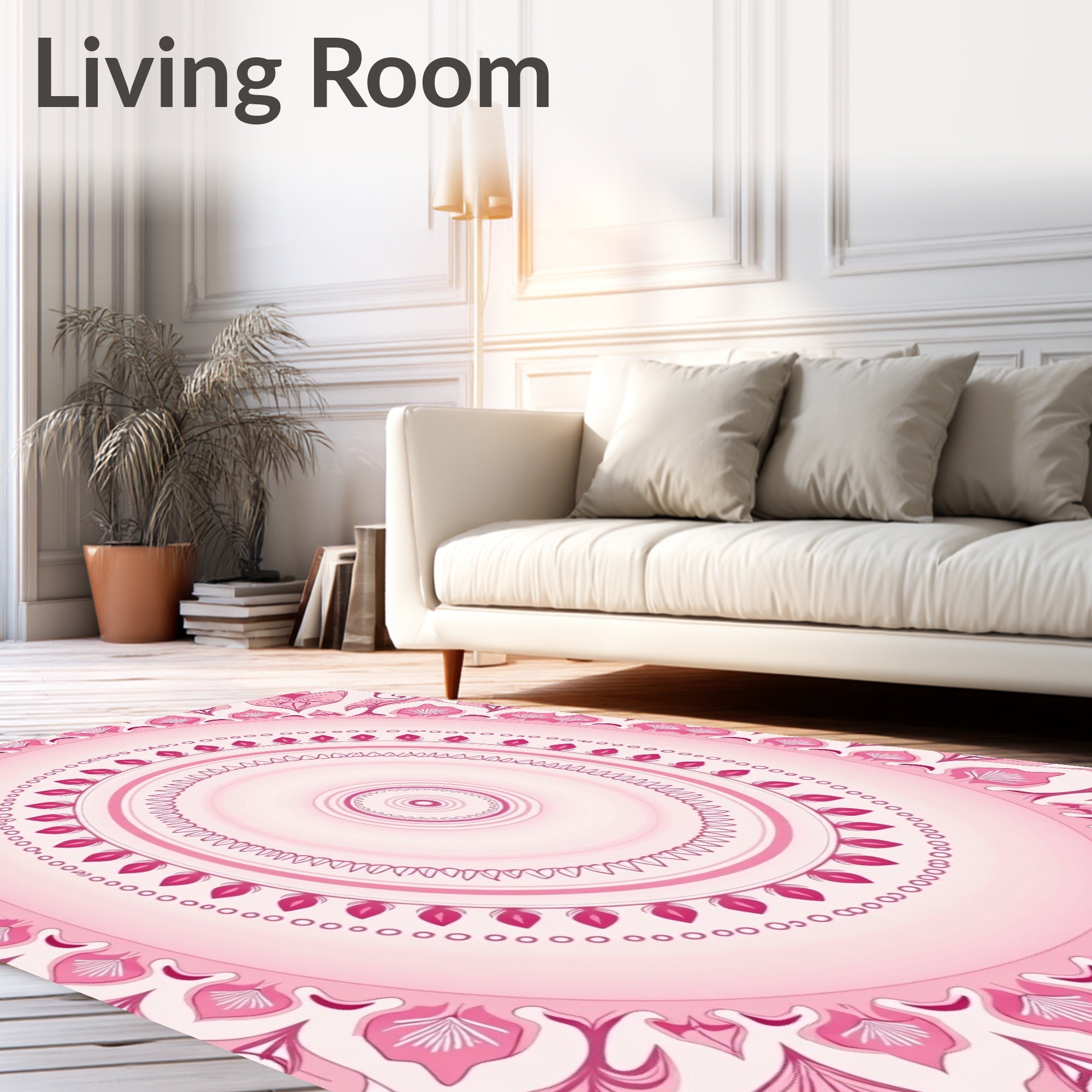 Pink Floral Mandala Pattern Rug