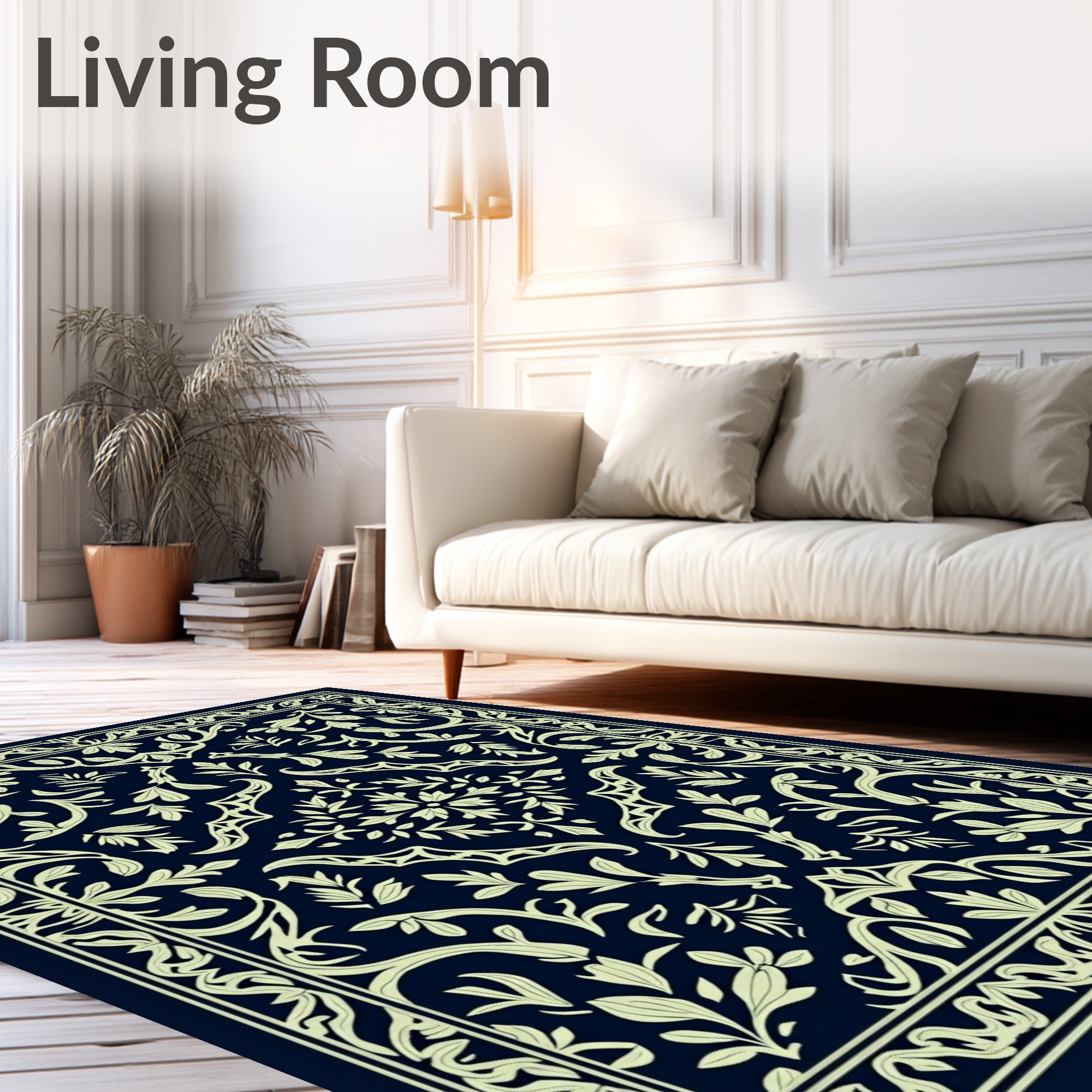 Ornate Floral Damask Pattern Rug