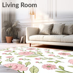 Pink Floral Botanical Pattern Rug