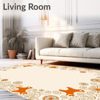 Playful Orange Animal Scrollwork Pattern Rug