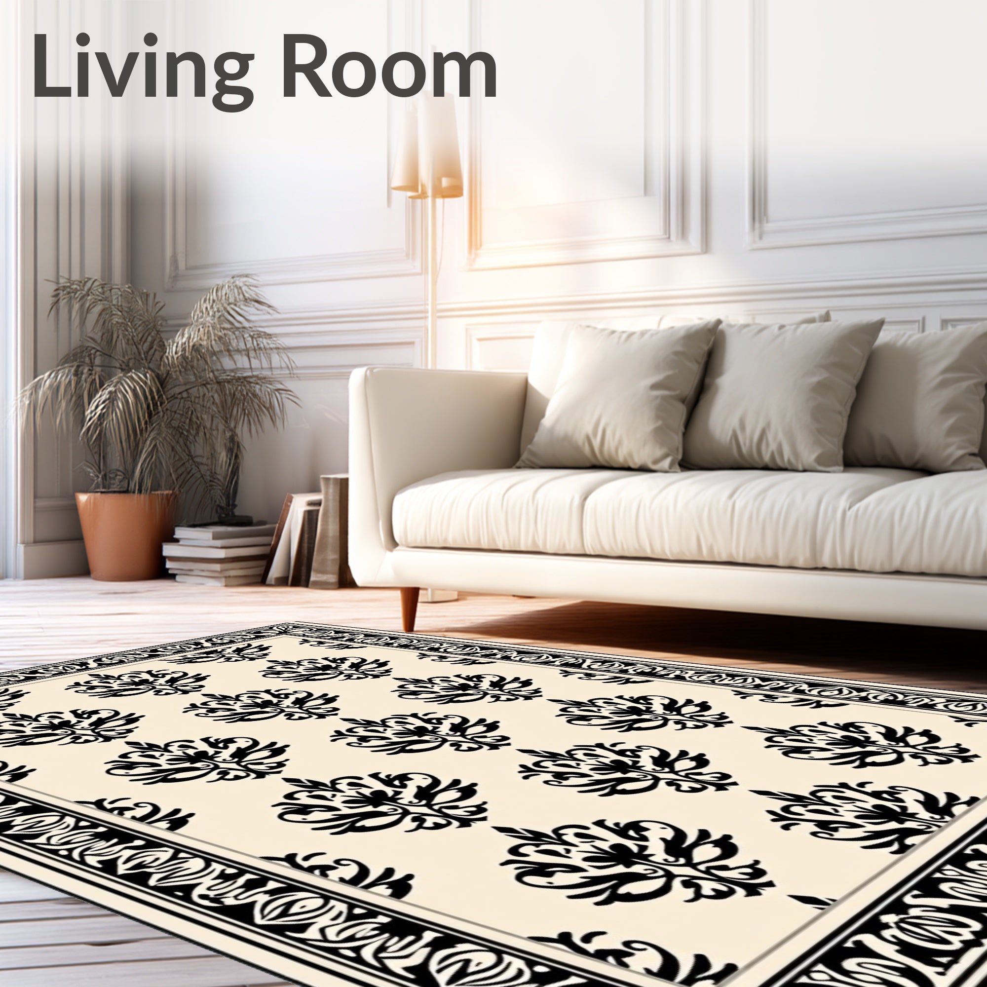 Classic Scroll Damask Pattern Rug