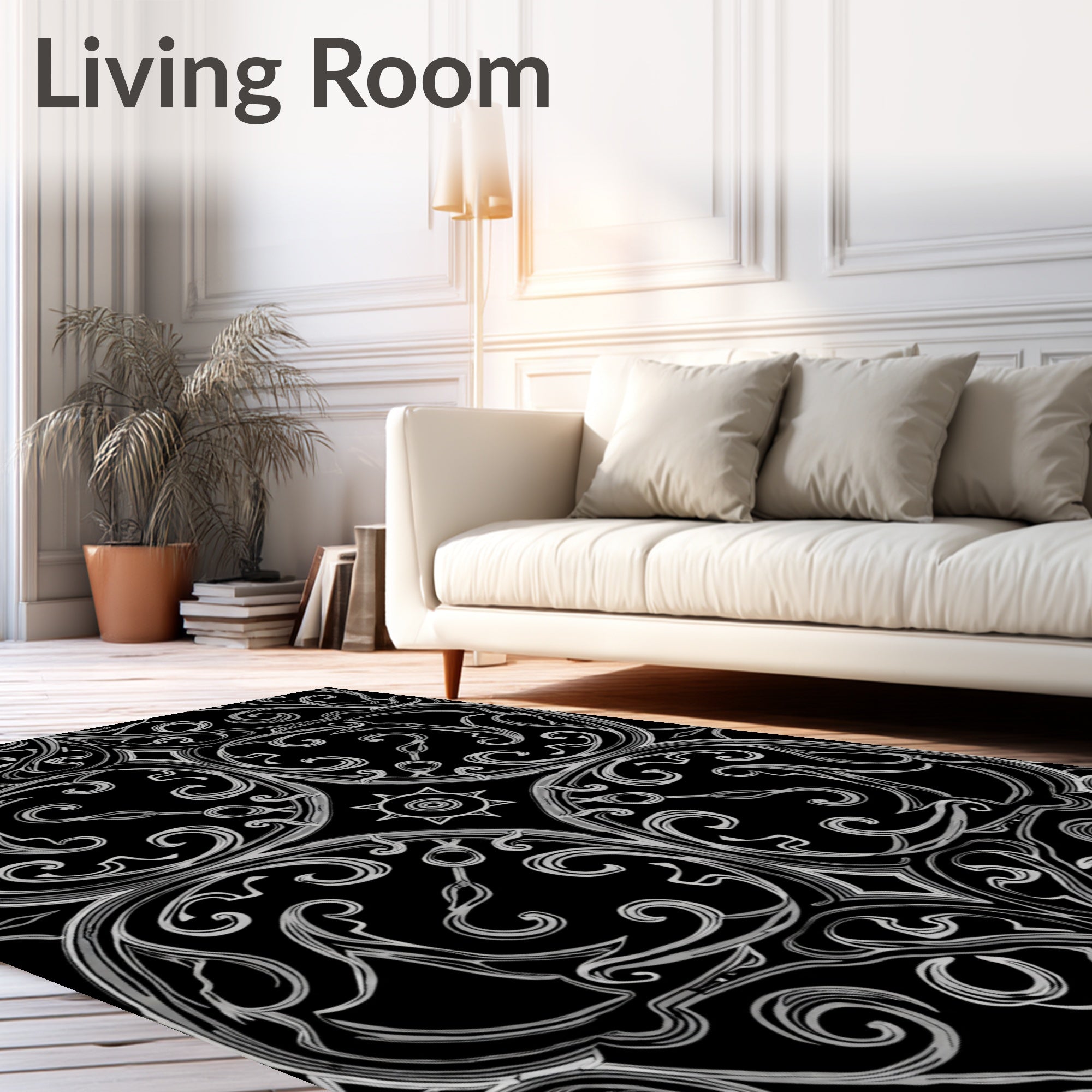 Ornate Swirls With Sunburst Pattern Rug
