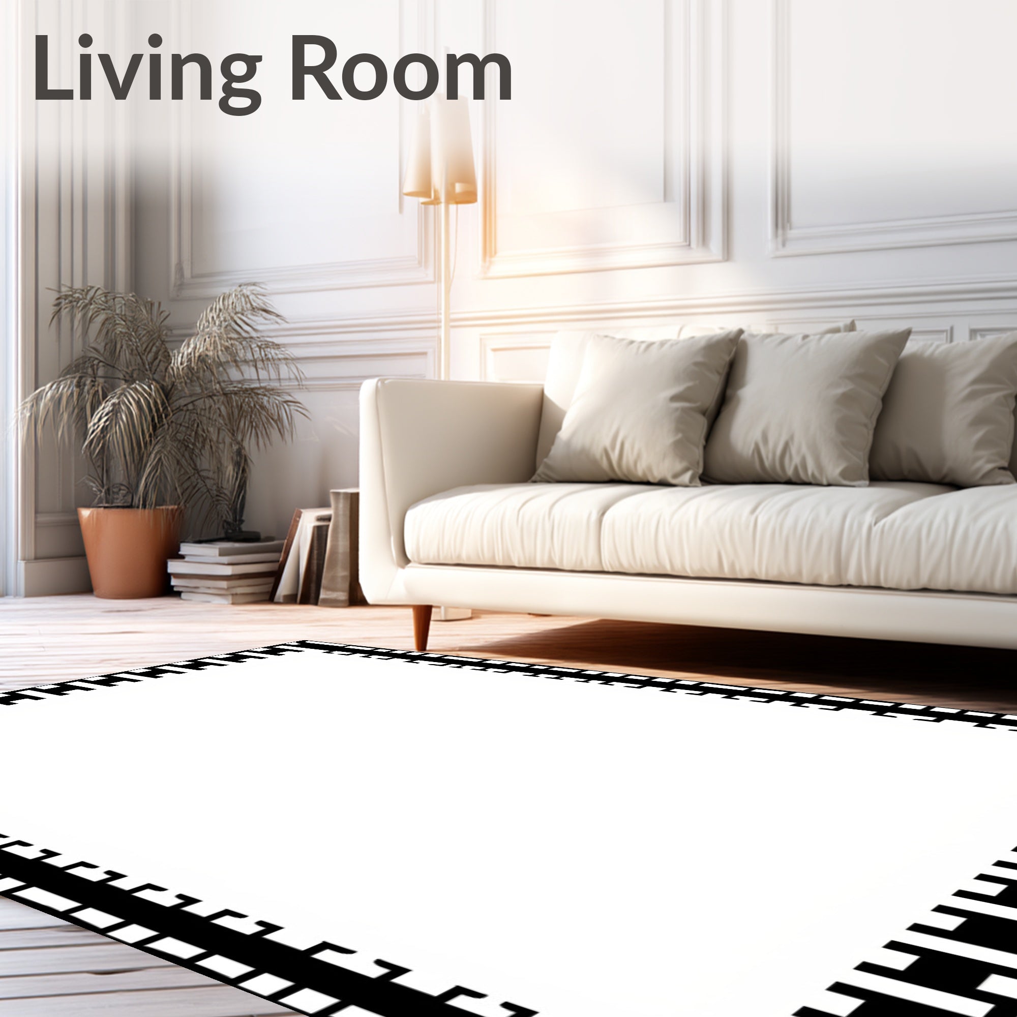 Bold Geometric Border Design Rug