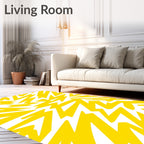 Bold Yellow Lightning Pattern Rug