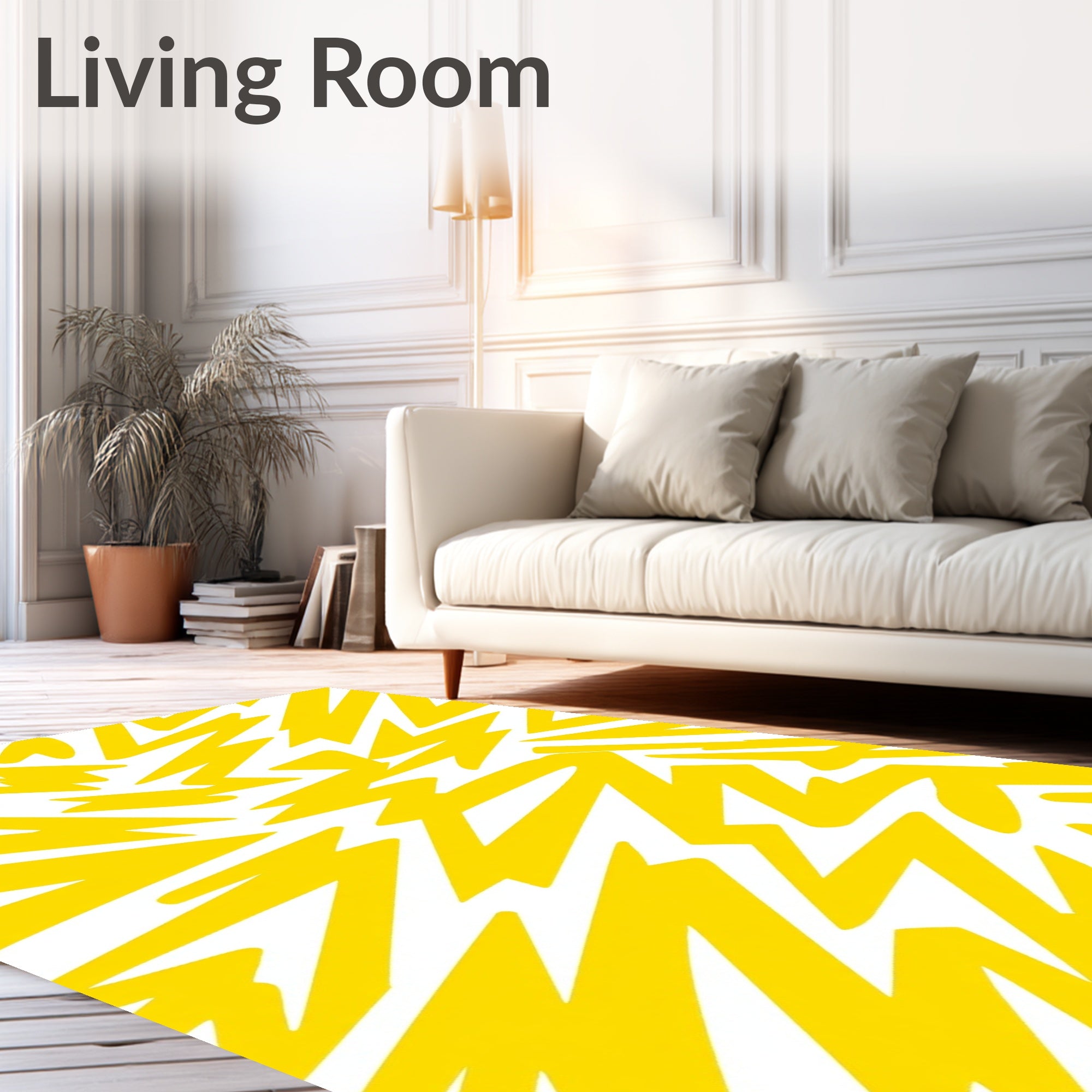 Bold Yellow Lightning Pattern Rug