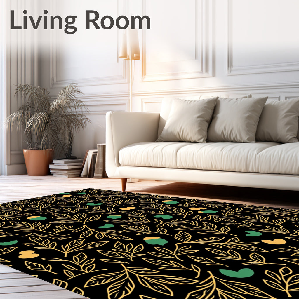 Golden Leaves Acorns Pattern Rug