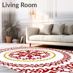 Red Gold Mandala Intricate Design Rug
