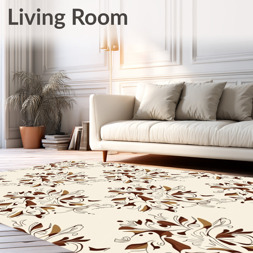 Traditional Floral Brown Beige Pattern Rug