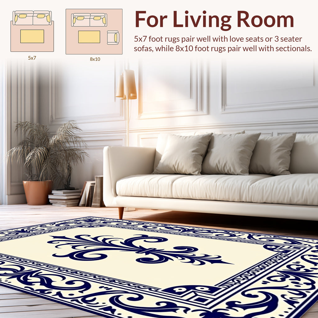 Ornate Fleur-de-lis Classic Pattern Rug