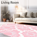 Ornate Mandala Patterned Pink Rug