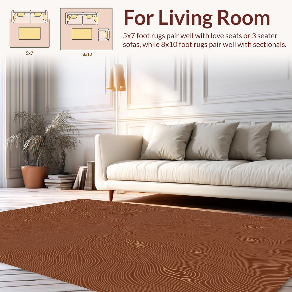 Brown Abstract Wood Grain Pattern Rug