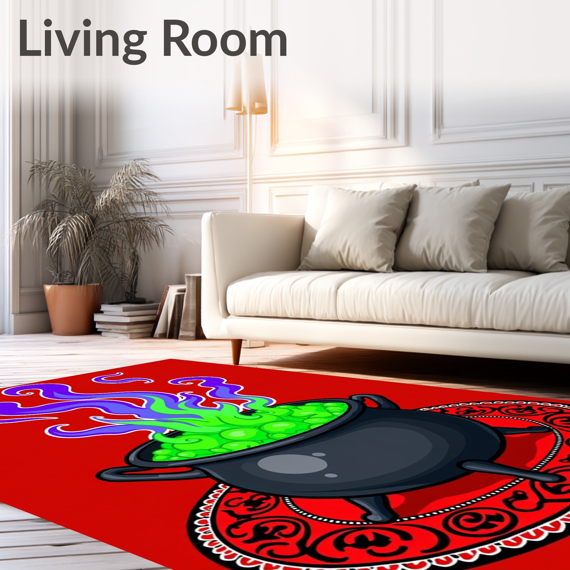 Spooky Cauldron With Swirling Smoke Rug